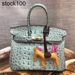 Platinum Handbag Fashion Bag Crocodile Bone Grain Cow Casual Women's Fashion Portable Shoulder Messenger Handmade Genuine Leather