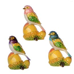 Bottles Bird On Acorn Trinket Box Jewelry Organizer Ring Holder Metal Collectible Figurine Novelty Gift