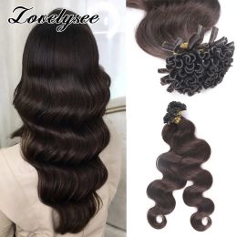 Extensions Body Wave U Tip Human Hair Extensions Natural Brown Keratin Capsule Hair Natural Fusion Real Remy Hair Extension For Women