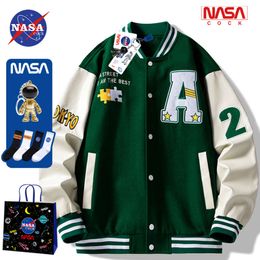 NASA Joint Baseball Jersey per uomini e donne in autunno e inverno 2022, nuova marca alla moda maniche PU sciolte, giacca addensata, giacca di coppia