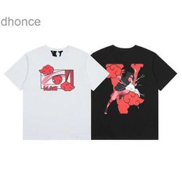 Men's Designer Short Sleeve Fashion Trend Original Bf Trendy Street Couple Dark Fire Shadow Anime Print Loose Sleeved T-shirt for Men and Women