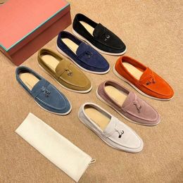 LP Shoes Cashmere loafers Designers Piana Dress Shoe Classic Buckle Round Toes Leisure Comfort Lady Loro Piano trainers for Men and Women