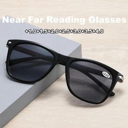 Sunglasses Unisex Progressive Bifocal Reading Glasses Classic Square HD Lens Near And Far Hyperopia Style UV Shades Sports