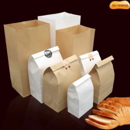 Bags 50/100pcs Fine Kraft Paper Bag Food Holiday Gift Bag for Sand Bread Candy Recyclable Party Bag Dry Packaging Paper Bag