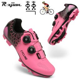 Footwear New Cycling Shoes Mtb Women Pink High Quality Nonslip Selflocking Road Bike Shoes Men Triathlon Outdoor Sports Cycling Boots