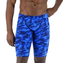 Men's Swimwear Mens Swim Jammer Swimsuit Shorts Athletic Training Swimwear Swimming Trunks Quick Dry Lycra Sports Surf Pants Beach Tights Short d240424