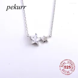 Pendants Pekurr 925 Sterling Silver Zircon Star Couple Necklaces For Women Simple Exquisite Fashion Jewellery