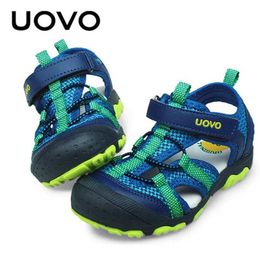 Sandals Uovo kids shoes Summer closed toe toddler sandals orthopedic sport pu leather baby boys sandals shoes 240423