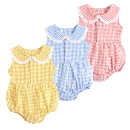 One-Pieces Sanlutoz Summer Cotton Baby Bodysuit Newborn Cute Plaid Clothing for Baby Girls Sleeveless Princess Toddler Infant Bodysuits