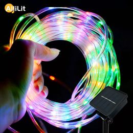 Strips 1~2Pack Solar Led Light Outdoor Garden Christmas Decoration Garland Xmas Solar Rope String Light Fairy Strip 32m/22m/12m/7m