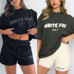 Tracksuit Womens White Foxx T Shirt Designer Brand Fashion Sports and Leisure Set White Foxx Sweatshirt Hoodie Shorts Tees Sets 811