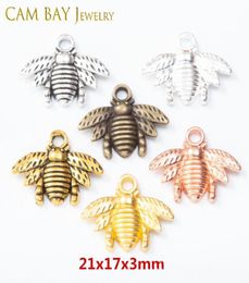 100pcs Antique Silver Gold Bronze 6 Options Zinc Alloy Lovely Bee Charms Pendants 21x16mm DIY Jewelry Fit Bracelets Necklace E8390282