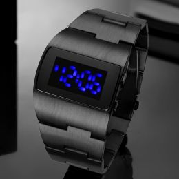 Watches Fashion Led Digital Watch Men Nilitary Sports Watches Black Stainless Steel Big Wrist Multifunction Electronic Wristwatches Men