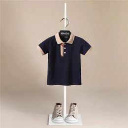 12M-9Y Summer Baby Boys polo Shirts Short Sleeve Striped Lapel Clothes for Girls Cotton Breathable Kids Tops Outwear 240418