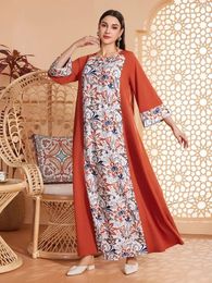 Ethnic Clothing Women Loose Islam Abaya Dress For Muslim Casual Dubai Simple Printed Long Dresses Vistidos Musulmana Kaftan