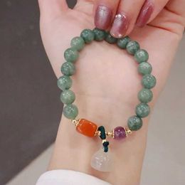 Beaded Ruifan Natural Chalcedony Lotus Charm Natural Jade Stone Beaded Bracelets for Women Female Fine Jewellery Accessories YBR532 240423