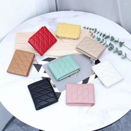 Wallets Small Wallet For Women Genuine Leather Card Holder Compact Ladies Sheepskin Quilted Bifold Purse With Zipper Coin Pocket