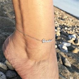 Strands DODOAI Stainless Steel Custom Name Anklet Personality Nameplate Leg Chain Ankle Bracelet Boho Jewelry for Women Girls 2019 New