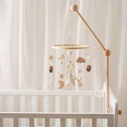Baby Rattle Toy Wooden Bed Bell Bracket Mobile Hanging Toys Hanger Crib Wood Holder Arm 240418