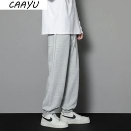 CAAYU Casual Sports Pants Mens Autumn Loose Grey Baggy Pants Jogger Hombre Fashion Knitted Pants Basketball Sweatpants Mens 240410