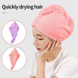 Tools Pineapple Grid Dry Hair Cap Double Layer Thickened Head Wiping Quick Drying Female Absorbent Coral Towel Microfiber Bath Cap