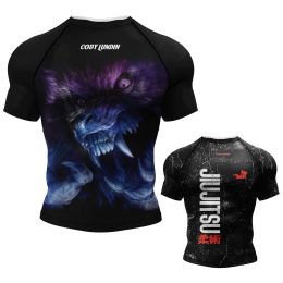 Boxing New Jiu Jitsu Tshirt MMA Boxing Rashguard For Men Bjj Gi Kickboxing Jerseys Fitness Gym Rashgard Tshirts Sport Fight Boxe Tops