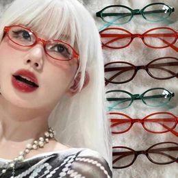 Sunglasses Women Oval Red Frame Glasses Gradient Green Narrow Small Eyeglass Girls Outdoor Fashion Wear With Seaside Driving