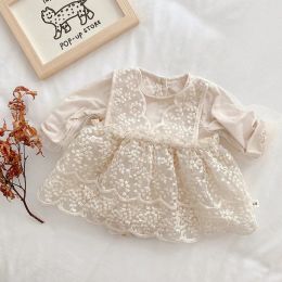 One-Pieces MILANCEL Newborn Girls Clothes Long Sleeve Lace Mesh Baby Bodysuit