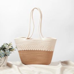Evening Bags Summer Handmade For Women Beach Weaving Ladies Straw Bag Casual Tote Wave Pattern Woven Large Capacity Handbags