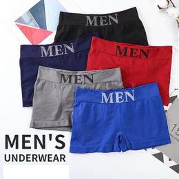 Underpants Male Panties Men's Underwear Boxers Breathable Man Boxer Solid Comfortable Shorts Black Blue Mens