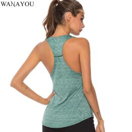 Yoga WANAYOU Sleeveless Racerback Yoga Vest Athletic Fitness Sport Tank Tops Gym Running Training Yoga Shirts Workout Tops for Women
