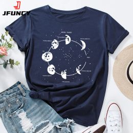 T-Shirts JFUNCY Oversize Women's Tops Funny Moon Print Graphic Tshirt Female Shirts Summer Casual Short Sleeve Basic Tee Cotton Tshirt