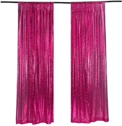Party Decoration Sequin Backdrop 8FTx2FT Fuchsia Curtain Panels Fabric Pography Background Wedding Po Booth Baby Shower2187248