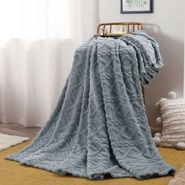 Modern Minimalist Ins Wind Tower Skin Plush Blanket Solid Colour Single Layer Spring/summer Lightweight Air Conditioning Cover