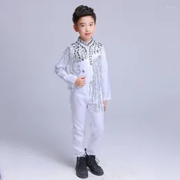 Stage Wear Outfit Drum Singer Performance Clothing Kids Clothes Festival Boys Modern Dance Costume Sequin Fringe Suit Rave