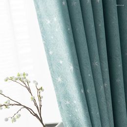 Curtain Star Jacquard Curtains Children's Room Nordic Simple Linen Finished Living Bedroom