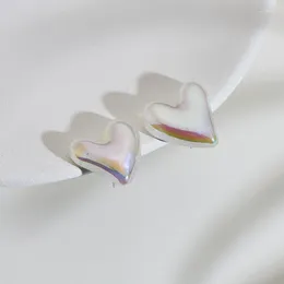 Stud Earrings Silver Color Love Heart Female Fashion Cute Romantic Elegant Jewelry Couple Handmade Gifts