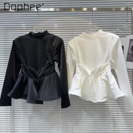 Work Dresses Elegant Outfit Women White Blouse And Skirt 2 Pieces 2024 Spring Temperament Ladies Long Sleeve Pure Colour Shirt