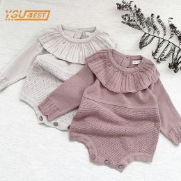 One-Pieces Newborn Baby Girls Long Sleeve Pure Color Knit Rompers Children Jumpsuit Autumn Infant Cute Kids Baby Girls Clothes Rompers