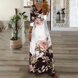 Casual Dresses Women Dress 3d Flowers Pattern Long Sleeve Tops Fashion A-Line Skirt Summer Lady Oversized Vacation 2024