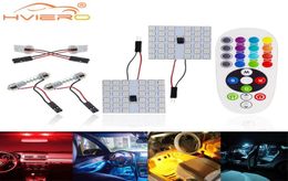T10 RGB 5050 36SMD Auto Led remote control car panel interior lights Reading Dome Festoon BA9S Adapter DC 12v Light2323451