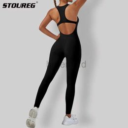 Active Sets STOUREG Womens High Elastic Gym Set Tight Hip Lifting Beautiful Back One Piece Yoga Suit Sports Leggings Clothes for Women 240424