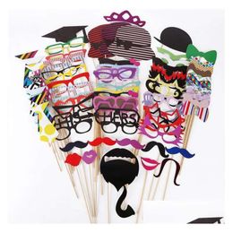 Supplies Party Other 76pcs Event Diy Po Booth Props Wedding Moustaches/glasses/bowtie/hat Style Night Games Take Ph Dhjfj