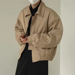 Men's Jackets Trendy Coat Short All-match Solid Color Lapel Collar Men Jacket Washable Trench For Outdoor