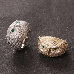 New Owl Real Gold Electroplated Personalized Hip Hop Trendy Men's Ring