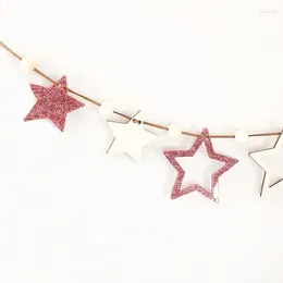 Decorative Figurines Nordic Wooden Beads Acrylic Bling Star Garland DIY Wall Hanging Ornaments Children Nursery Room Decorations Po Props