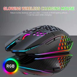 Mice X801 Wireless Charging Gaming Mouse 8button Led Honeycomb Hollow Ergonomic Design Rgb Gaming Mouse with External Receiver