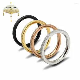 Cluster Rings 4 Colour Scrub Gold Ring Men's And Women's Stainless Steel Round Polishing 2024 Jewellery Trenday Size 6 7 8 9Silver Rose
