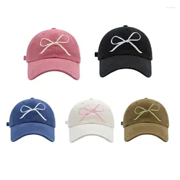 Ball Caps Korean Bow Embroidered Baseball Sun Hats For Women Unisex 2024 Spring And Summer Travel Sunscreen Casual Women'S Hat Gorras