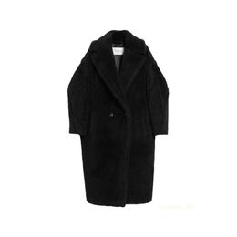 Designerrockar Cashmere Coats Luxury Coats Kvinnor Rockar Maxmaras kan vara anpassade damer Alpaca Hair Tedgirl Long Teddy Bear Coat